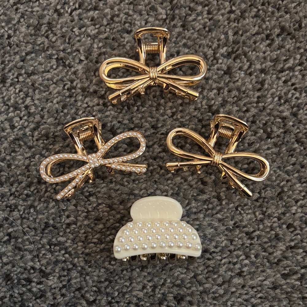 Elegant Gold and Cream Hair Clip Set